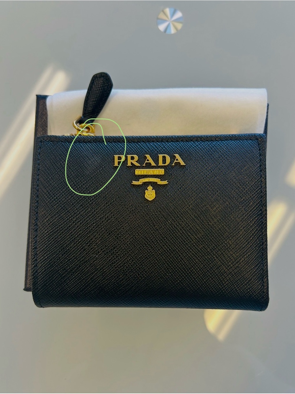 Authentic Prada Small Saffiano Leather Wallet  with gold-tone hardware. - Picture 7 of 7
